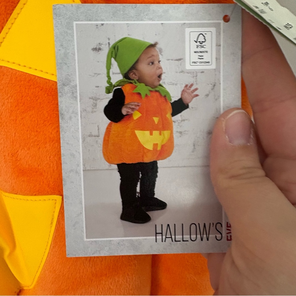 Hallows Eve Glow-in-the-Dark Plush Pumpkin Halloween Costume Vest Size 2T - Picture 3 of 5